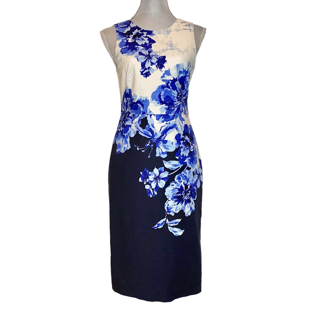 Anthropologie Maeve Vanda Blue Floral Sheath Dress